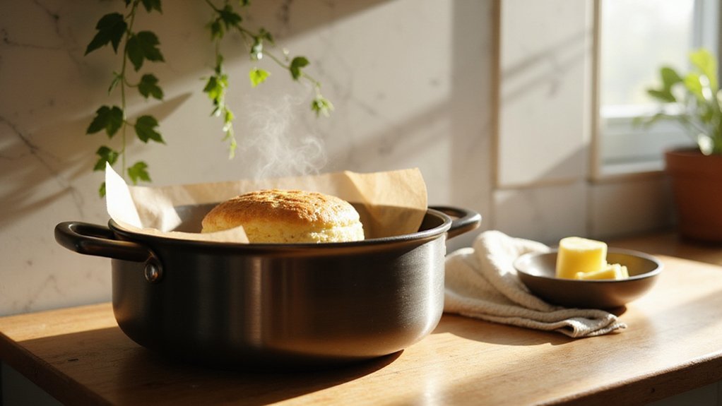 cooking biscuits in skillet